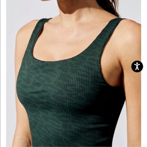 Carbon38 Dark Leaf Leopard Ribbed Tank in Green - Picture 3 of 7